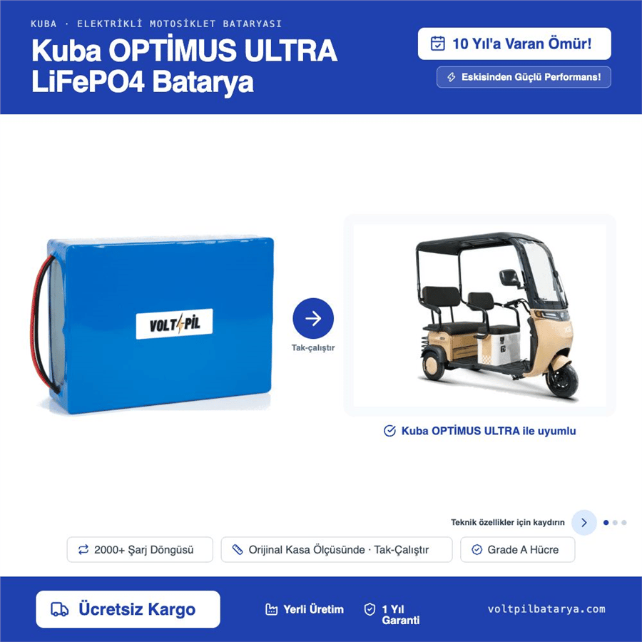 KUBA OPTİMUS ULTRA Lityum LiFePO4 Batarya
