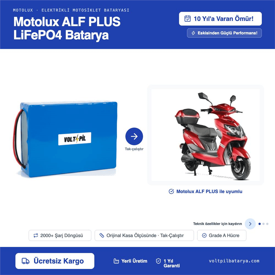 Motolux ALF PLUS Lityum LiFePO4 Batarya