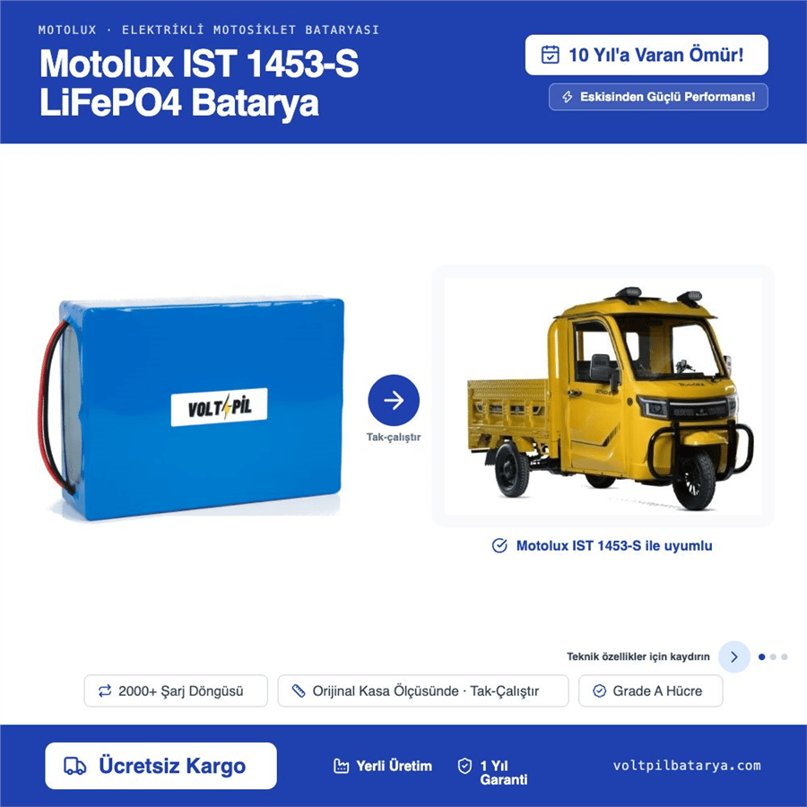 Motolux IST 1453-S Lityum LiFePO4 Batarya