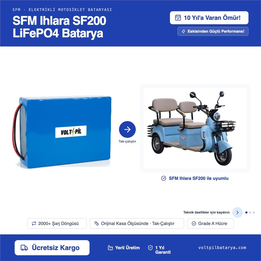 SFM Ihlara SF200 Lityum LiFePO4 Batarya