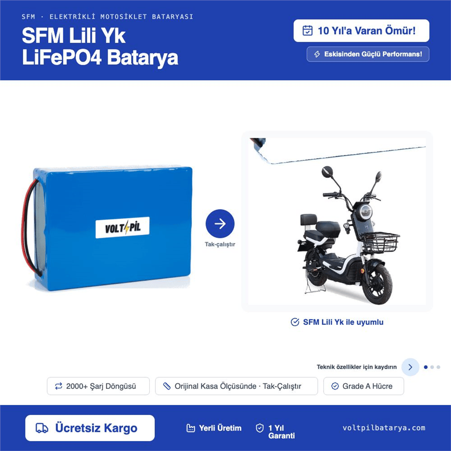 SFM Lili Yk Lityum LiFePO4 Batarya