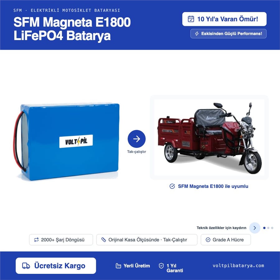SFM Magneta E1800 Lityum LiFePO4 Batarya