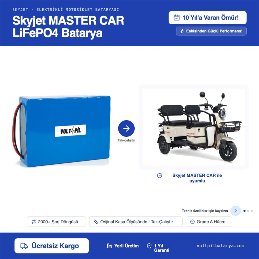 Skyjet MASTER CAR Lityum LiFePO4 Batarya