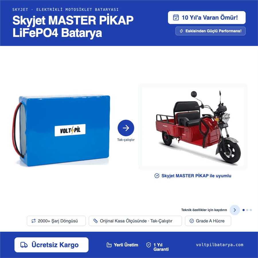 Skyjet MASTER PİKAP Lityum LiFePO4 Batarya
