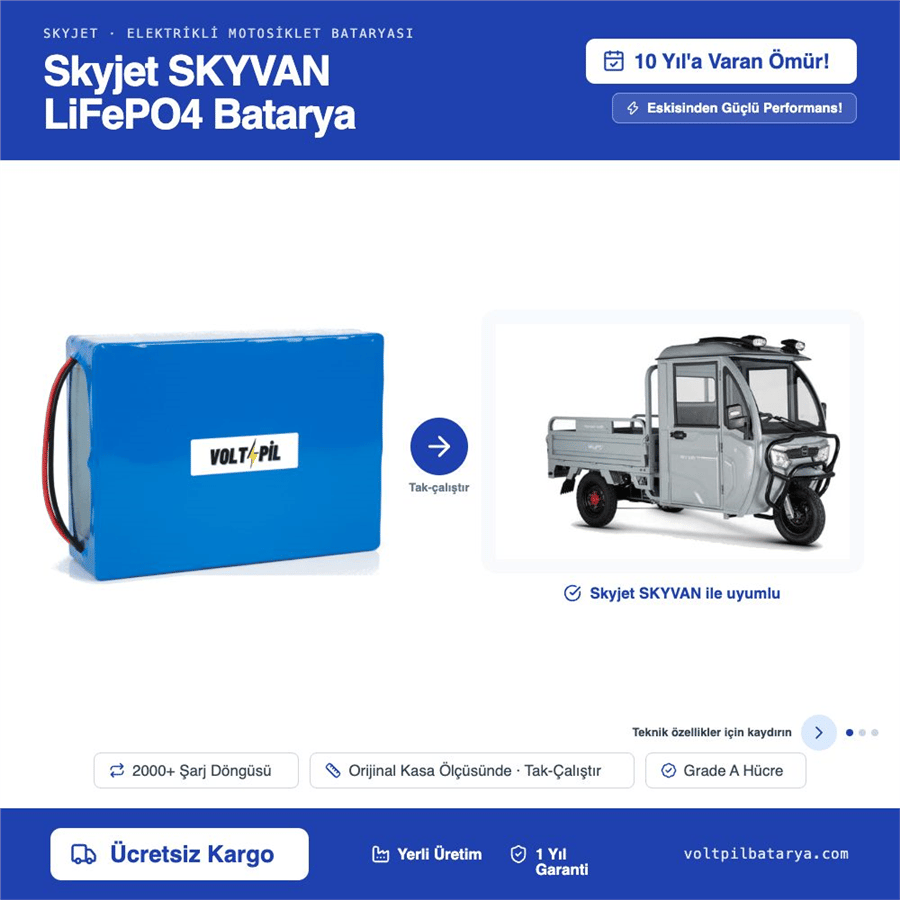 Skyjet SKYVAN Lityum Bluetoothlu LiFePO4 Bataya