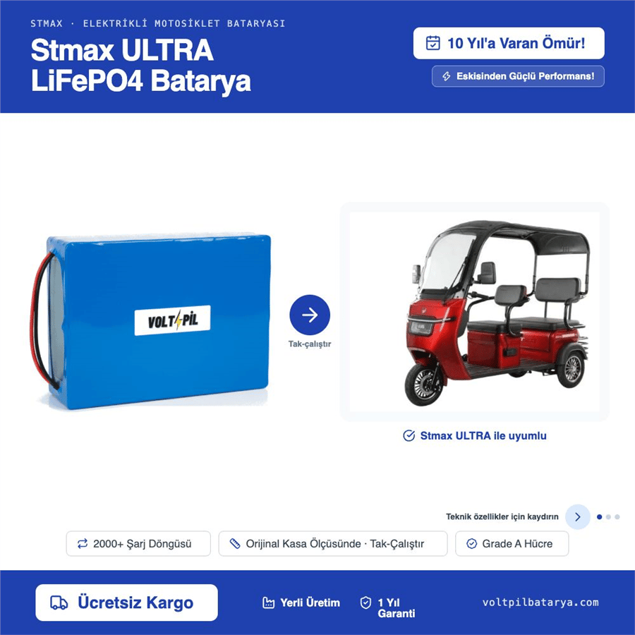 Stmax ULTRA Lityum LiFePO4 Batarya
