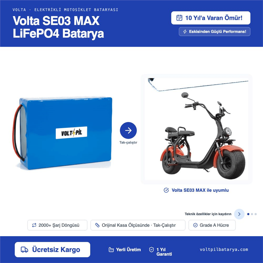 VOLTA SE03 MAX Lityum LiFePO4 Batarya