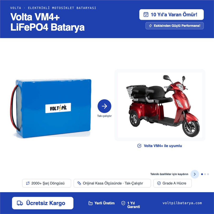 VOLTA VM4+ Lityum LiFePO4 Batarya