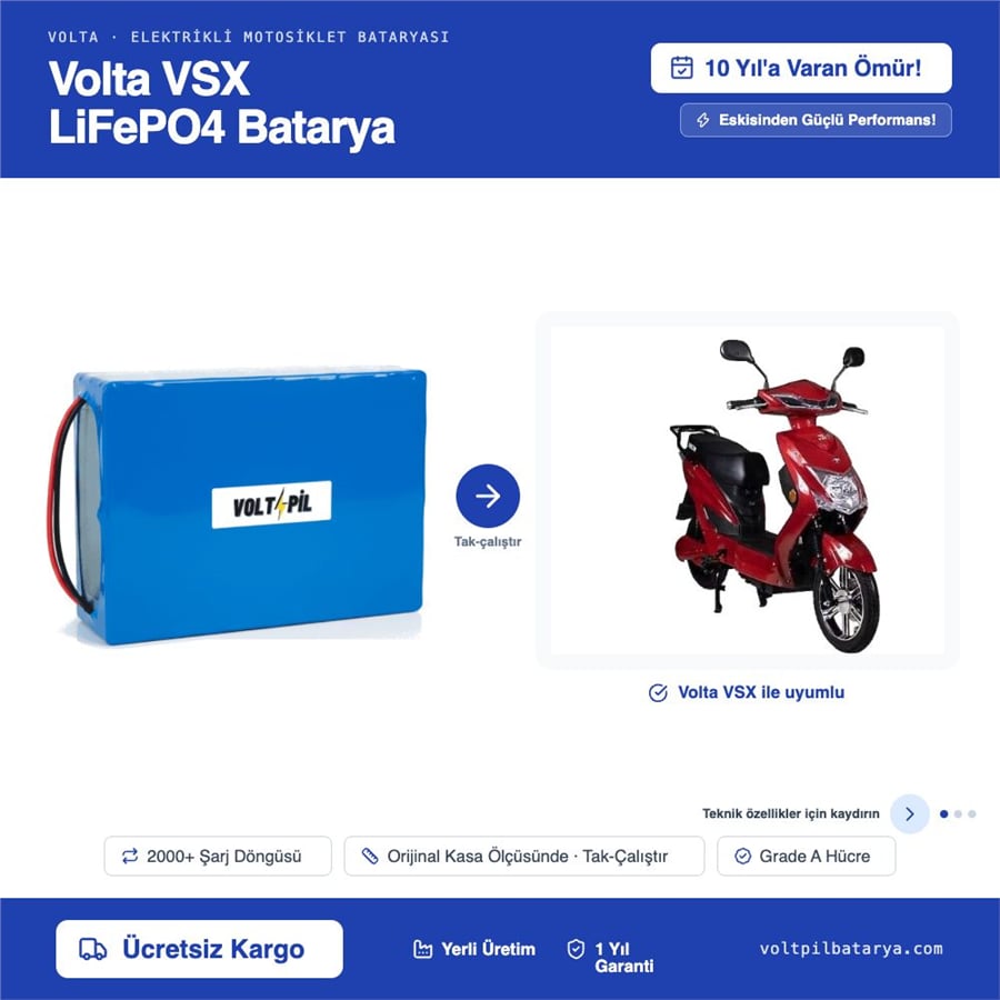 VOLTA VSX Lityum LiFePO4 Batarya