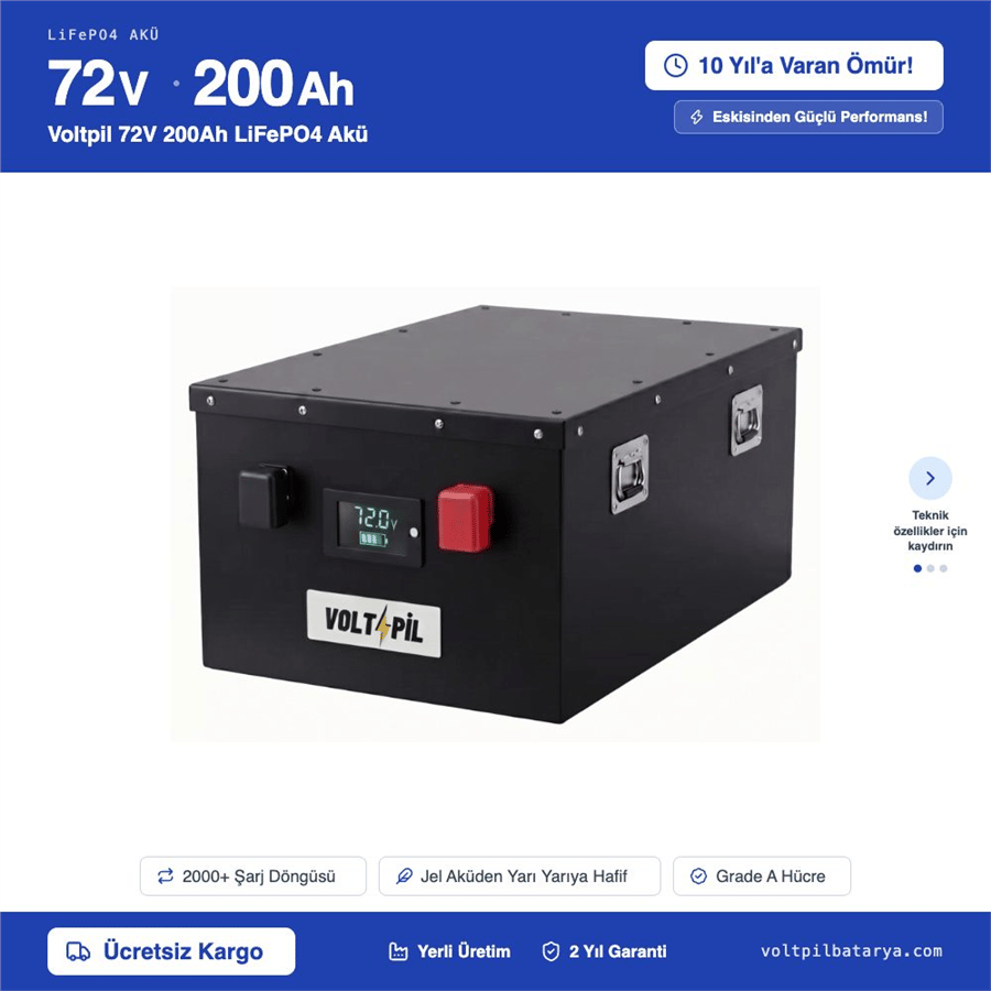 Voltpil 72V 200Ah LiFePO4 Akü