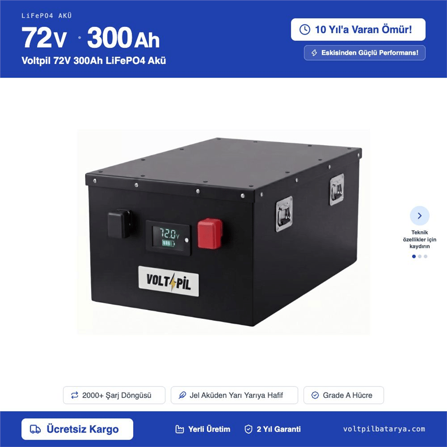Voltpil 72V 300Ah LiFePO4 Akü