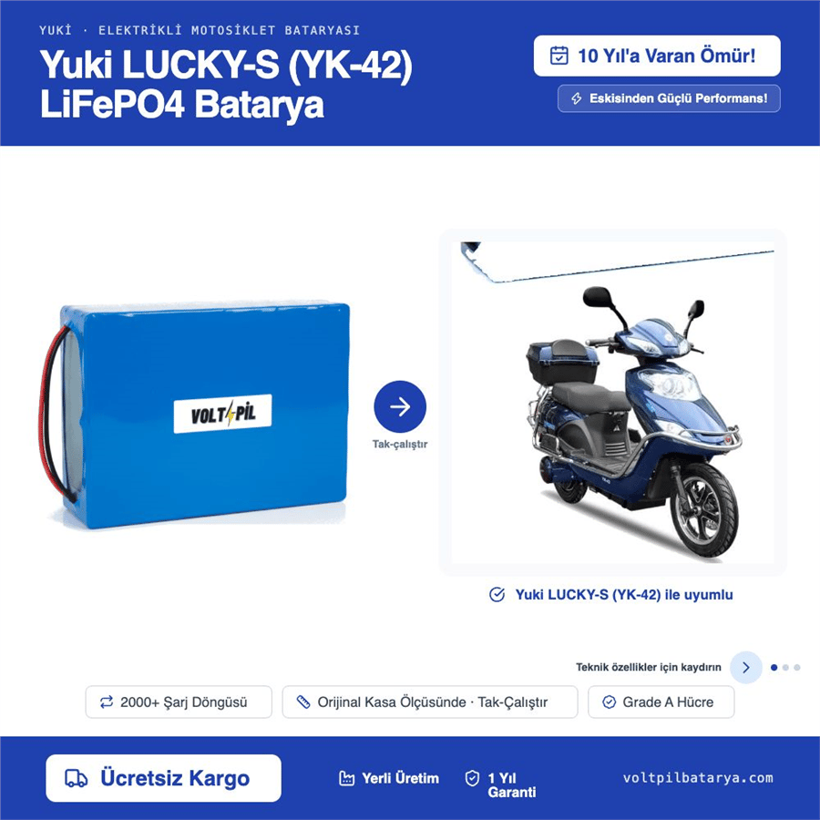 Yuki LUCKY-S (YK-42), Lityum LiFePO4 Batarya