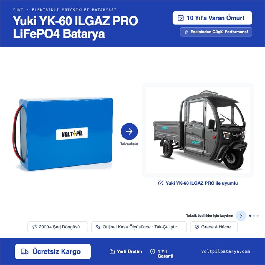 Yuki YK-60 ILGAZ PRO Lityum LiFePO4 Batarya
