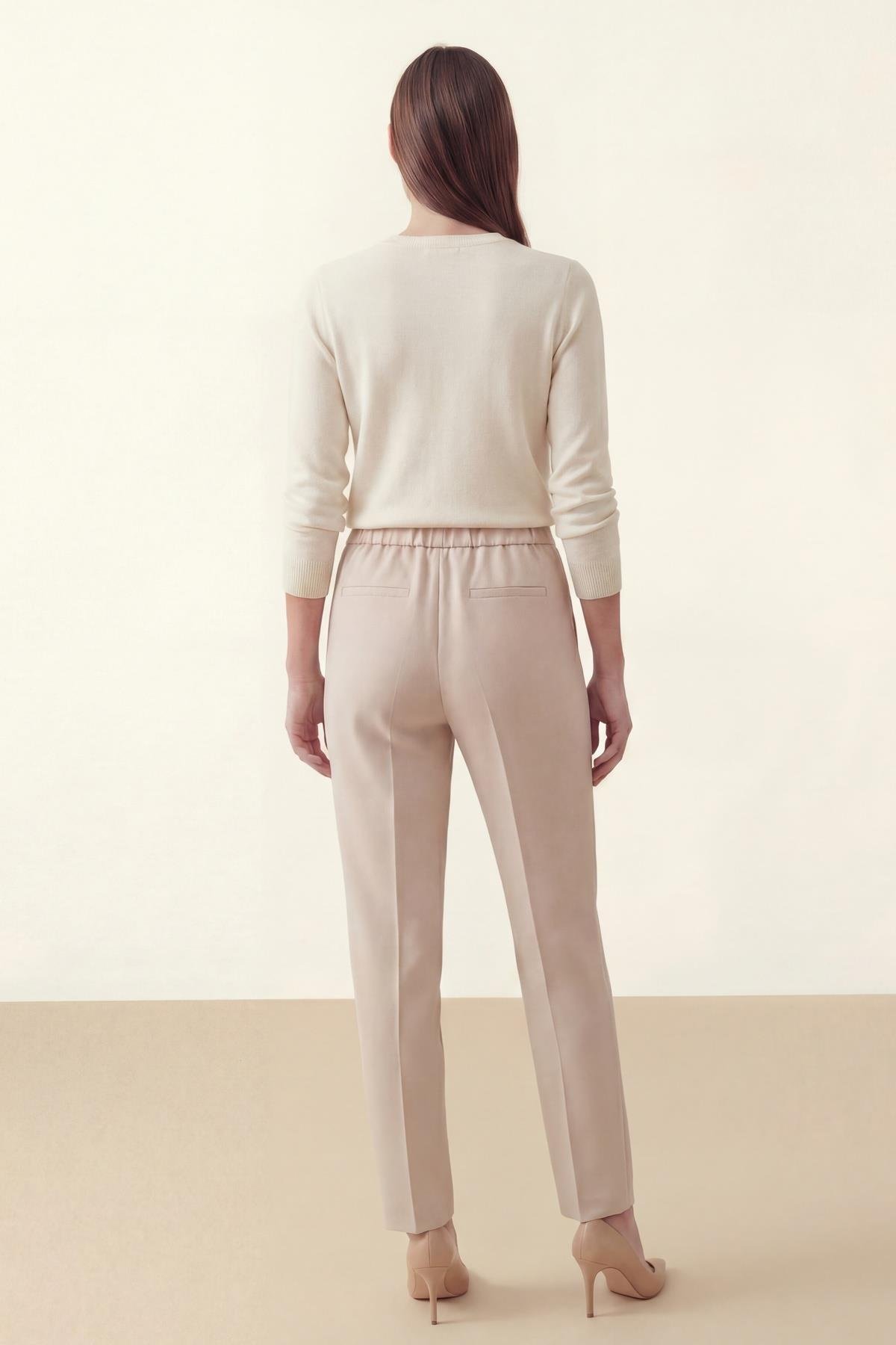 Tulin Beli Lastikli Basic Pantolon TAŞ