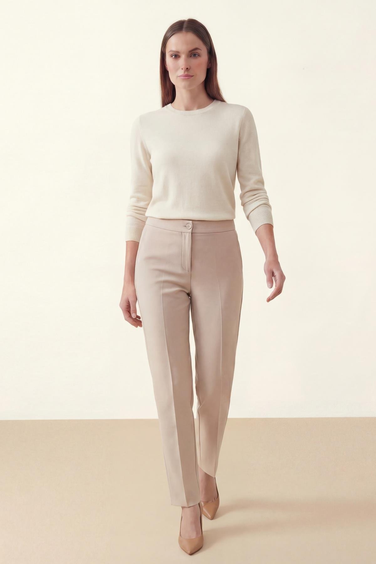 Tulin Beli Lastikli Basic Pantolon TAŞ