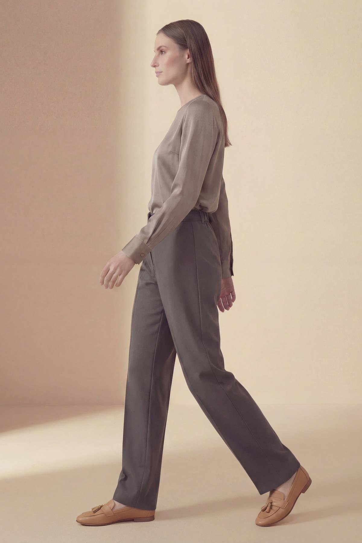Tulin Beli Lastikli Comfort Pantolon GRİ
