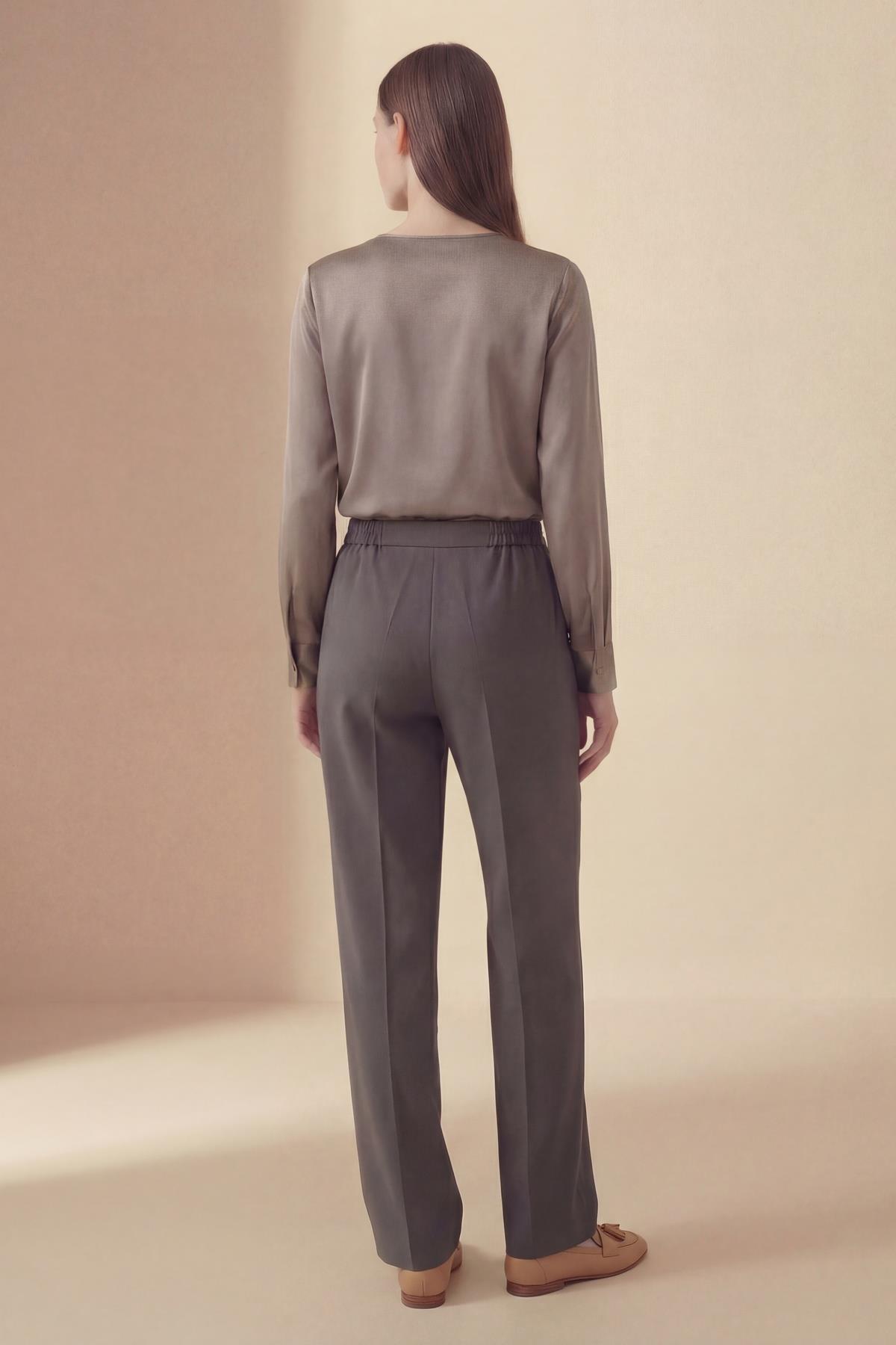 Tulin Beli Lastikli Comfort Pantolon GRİ