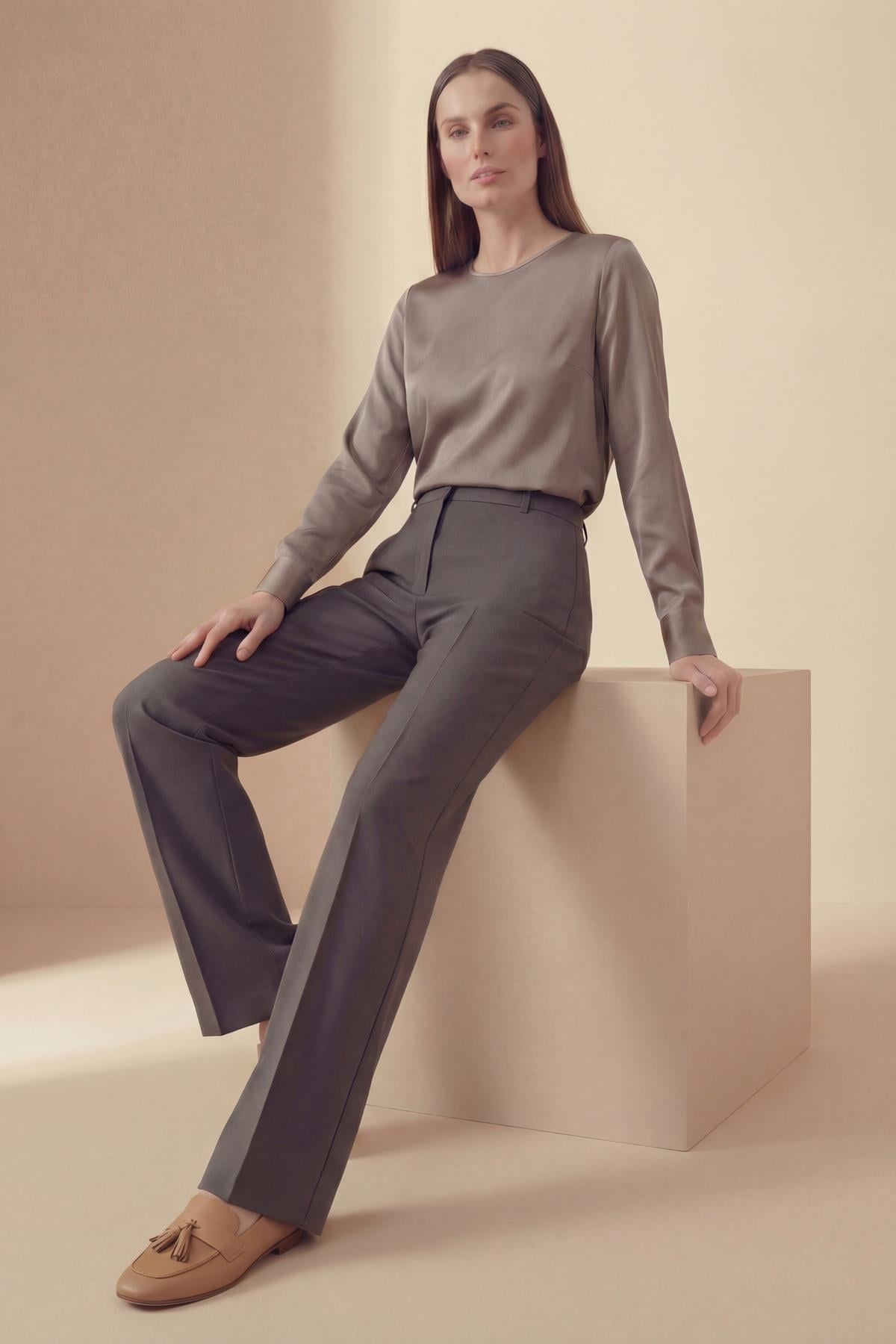 Tulin Beli Lastikli Comfort Pantolon GRİ
