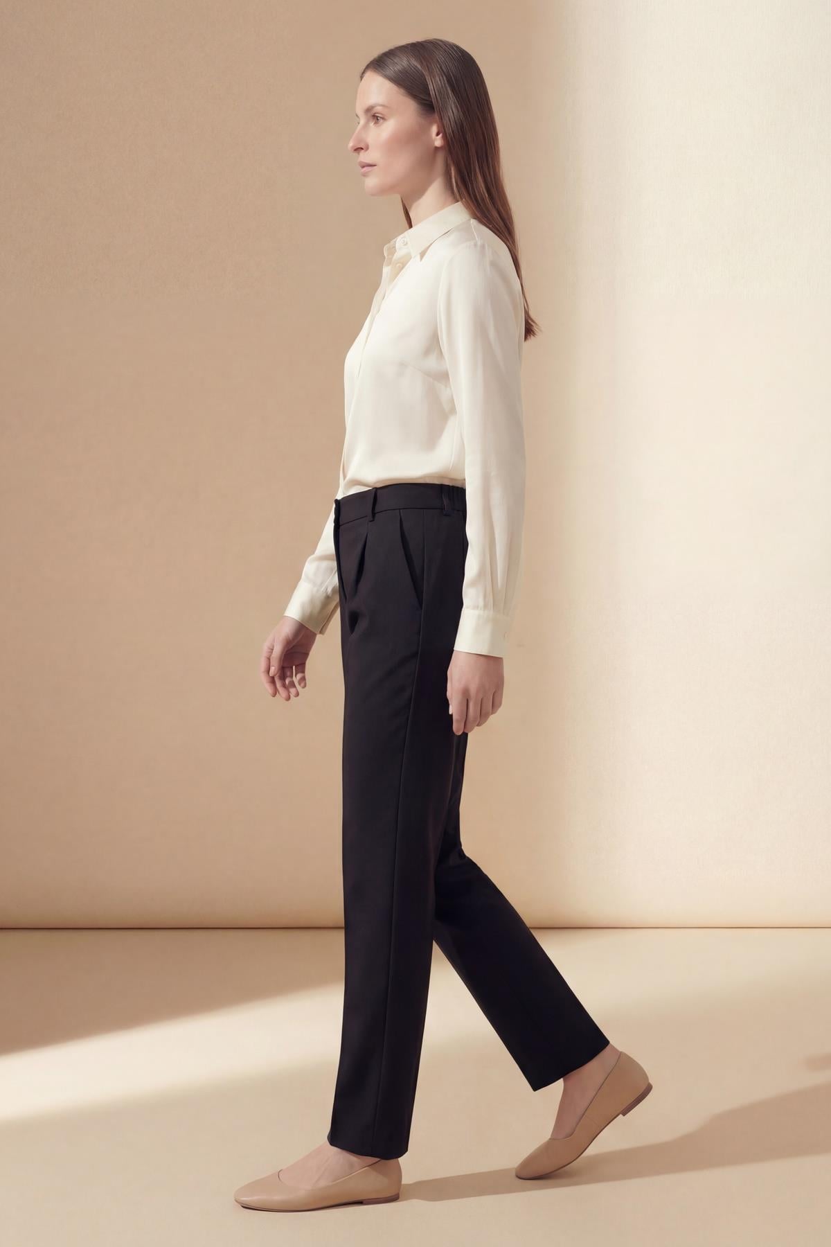 Tulin Beli Lastikli Comfort Pantolon Siyah