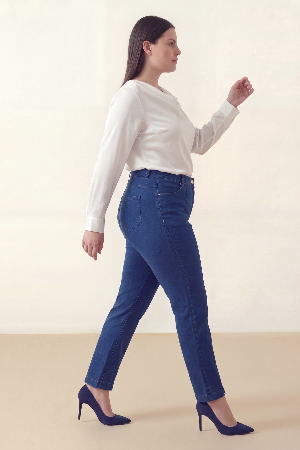 Tulin Büyük Beden Paçası Yırtmaçlı Kot Pantolon LACİ