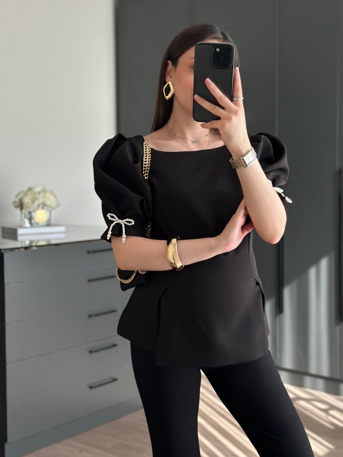 İNCİ FİYONK DETAYLI POPLİN BLUZ