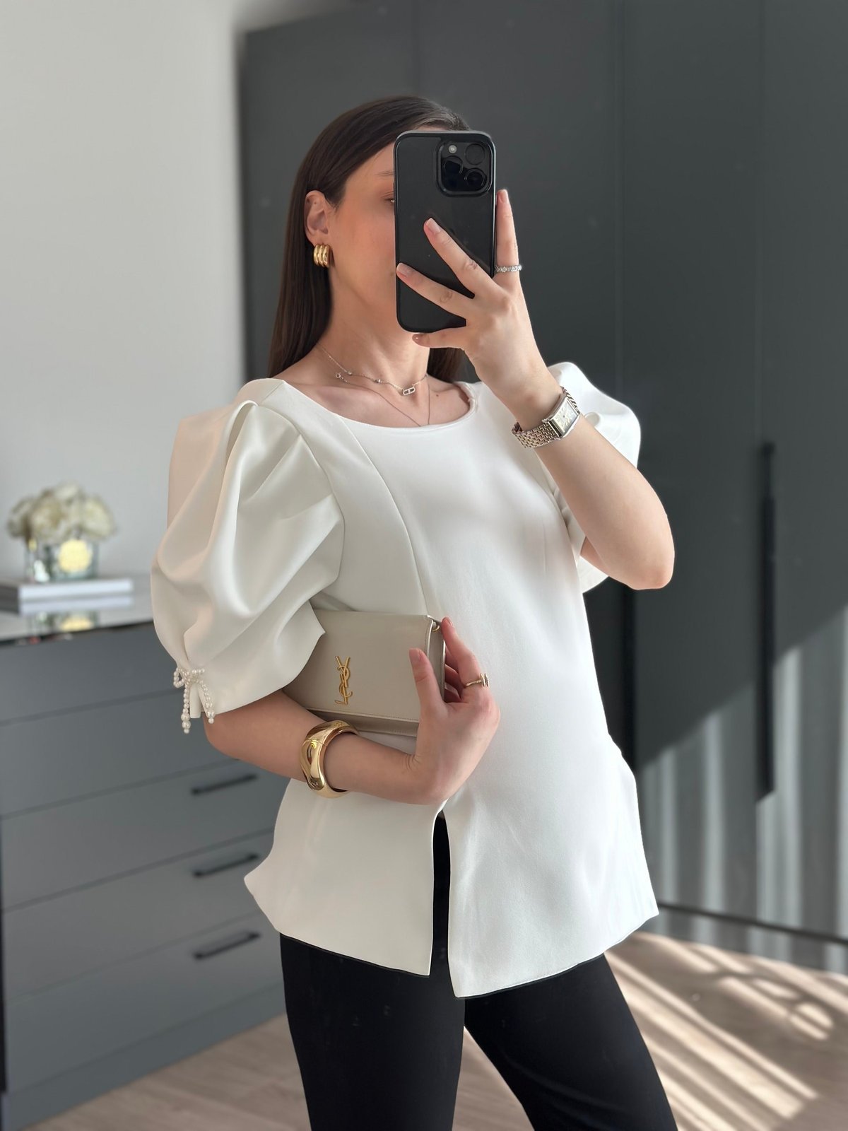 İNCİ FİYONK DETAYLI POPLİN BLUZ