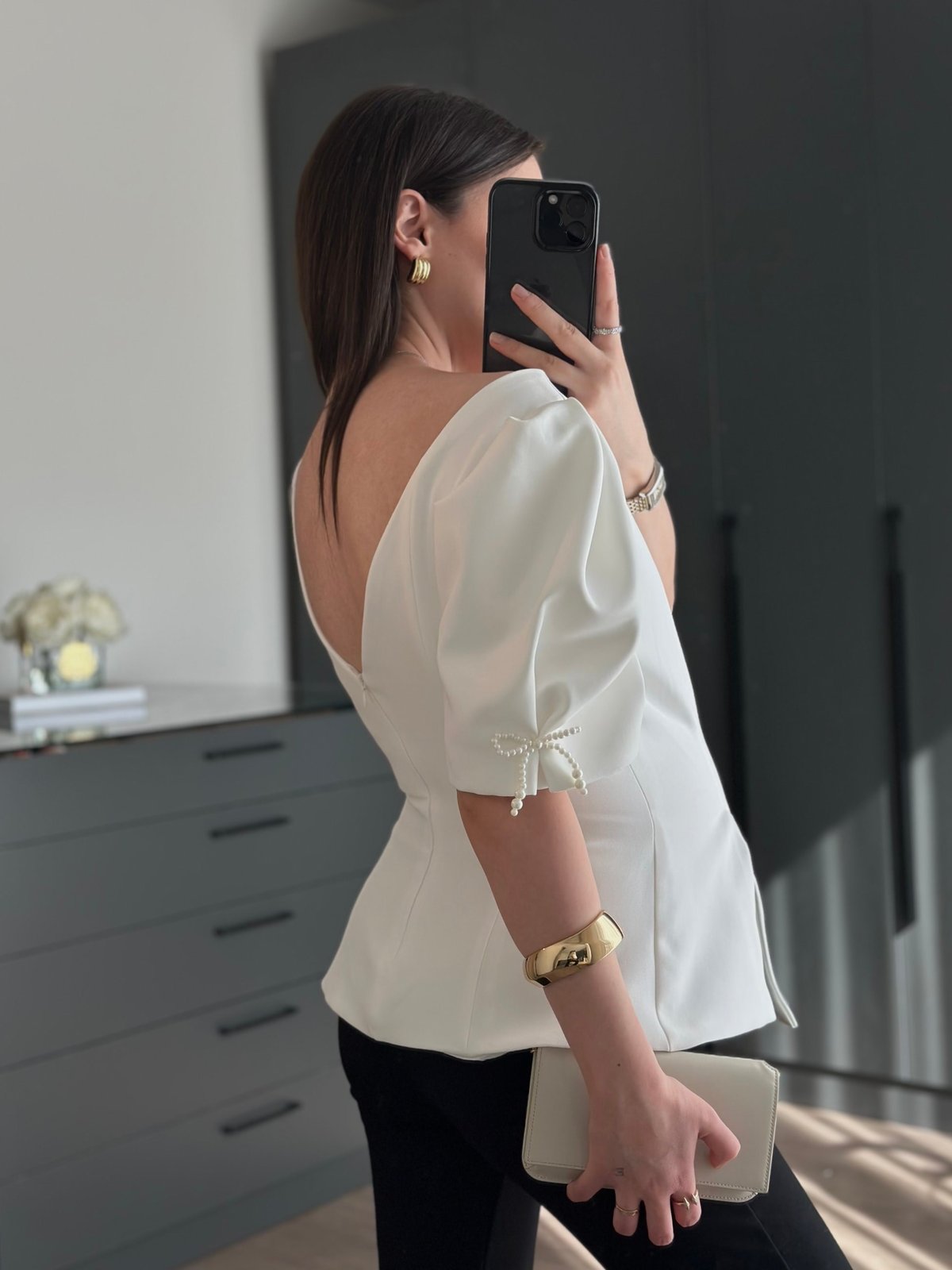 İNCİ FİYONK DETAYLI POPLİN BLUZ