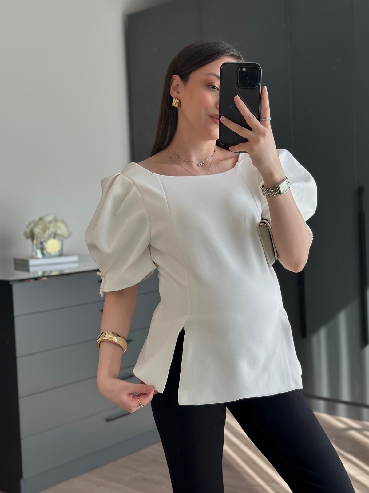 İNCİ FİYONK DETAYLI POPLİN BLUZ