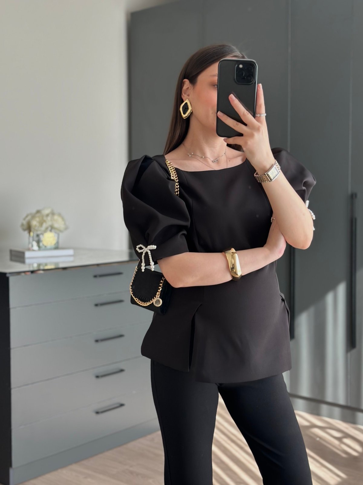 İNCİ FİYONK DETAYLI POPLİN BLUZ