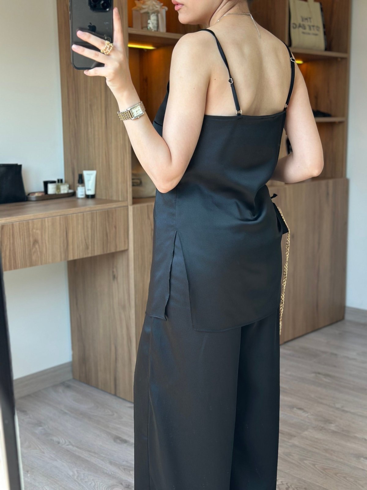 SATEN ASKILI BLUZ TAKIM