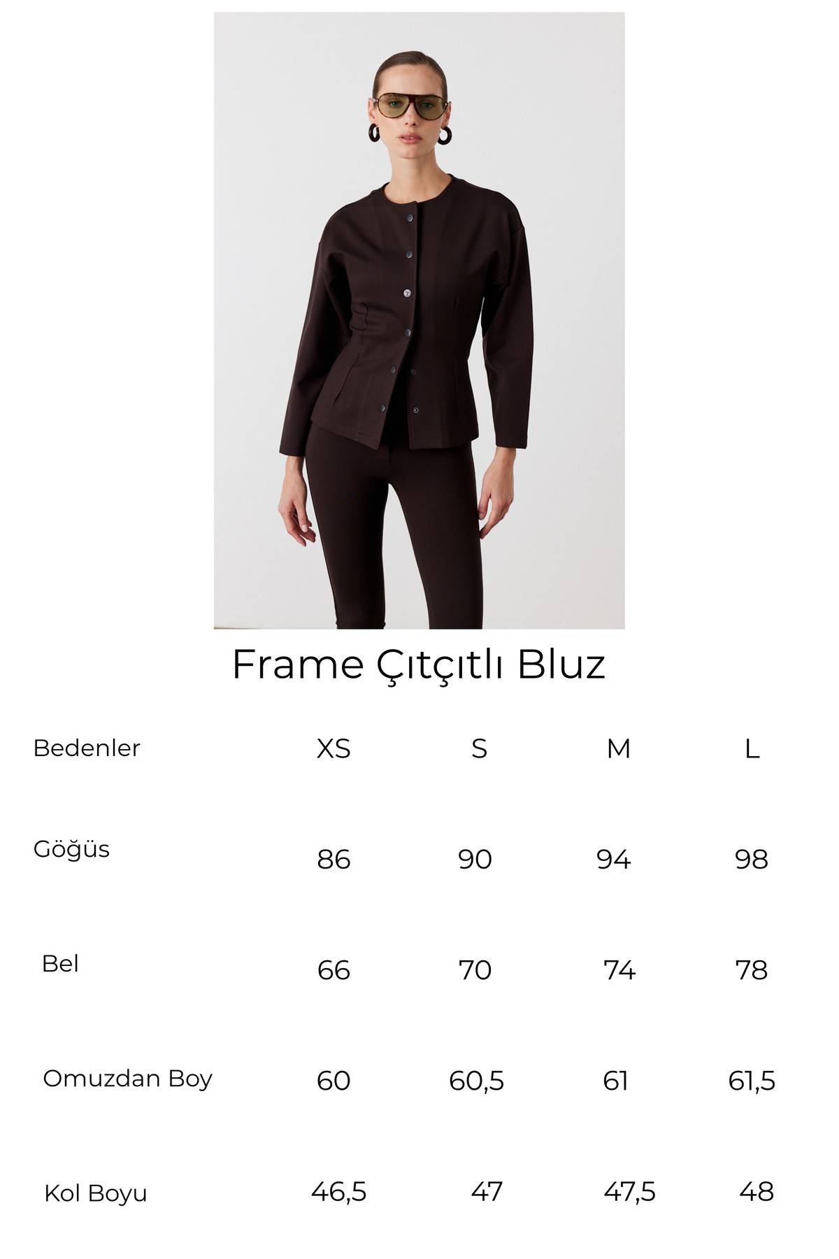 Frame Çıtçıtlı Bluz Siyah 7