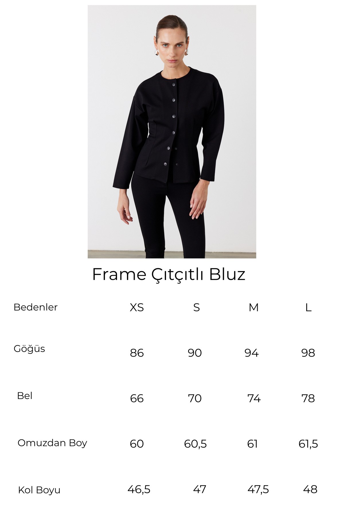 Frame Çıtçıtlı Bluz Siyah 7