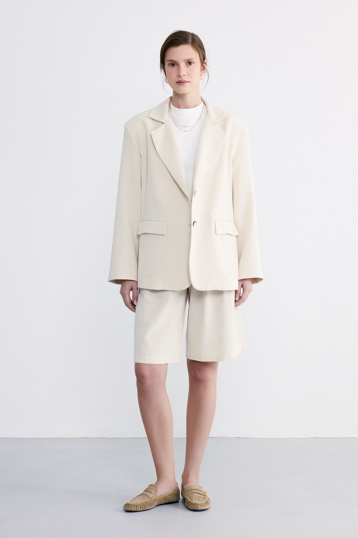Maren Oversize Ceket Bej 3