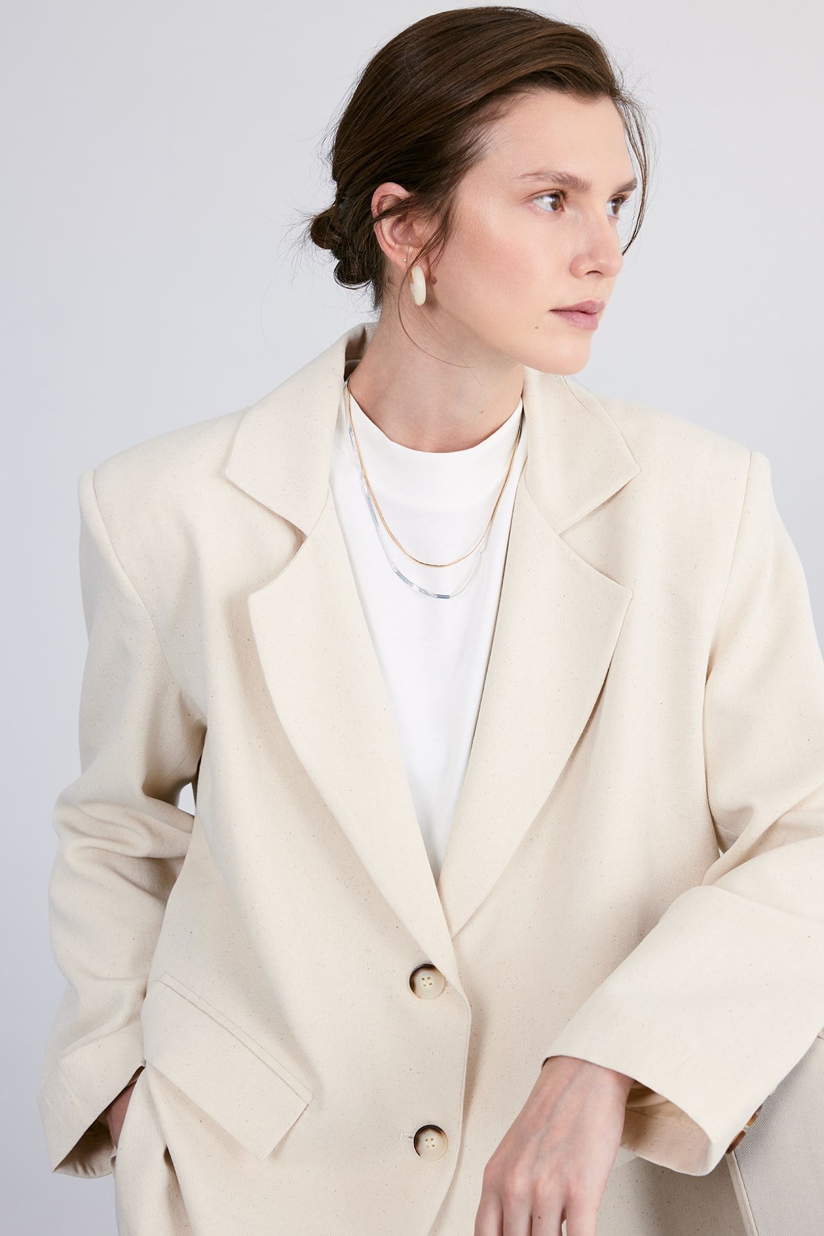Maren Oversize Ceket Bej 5