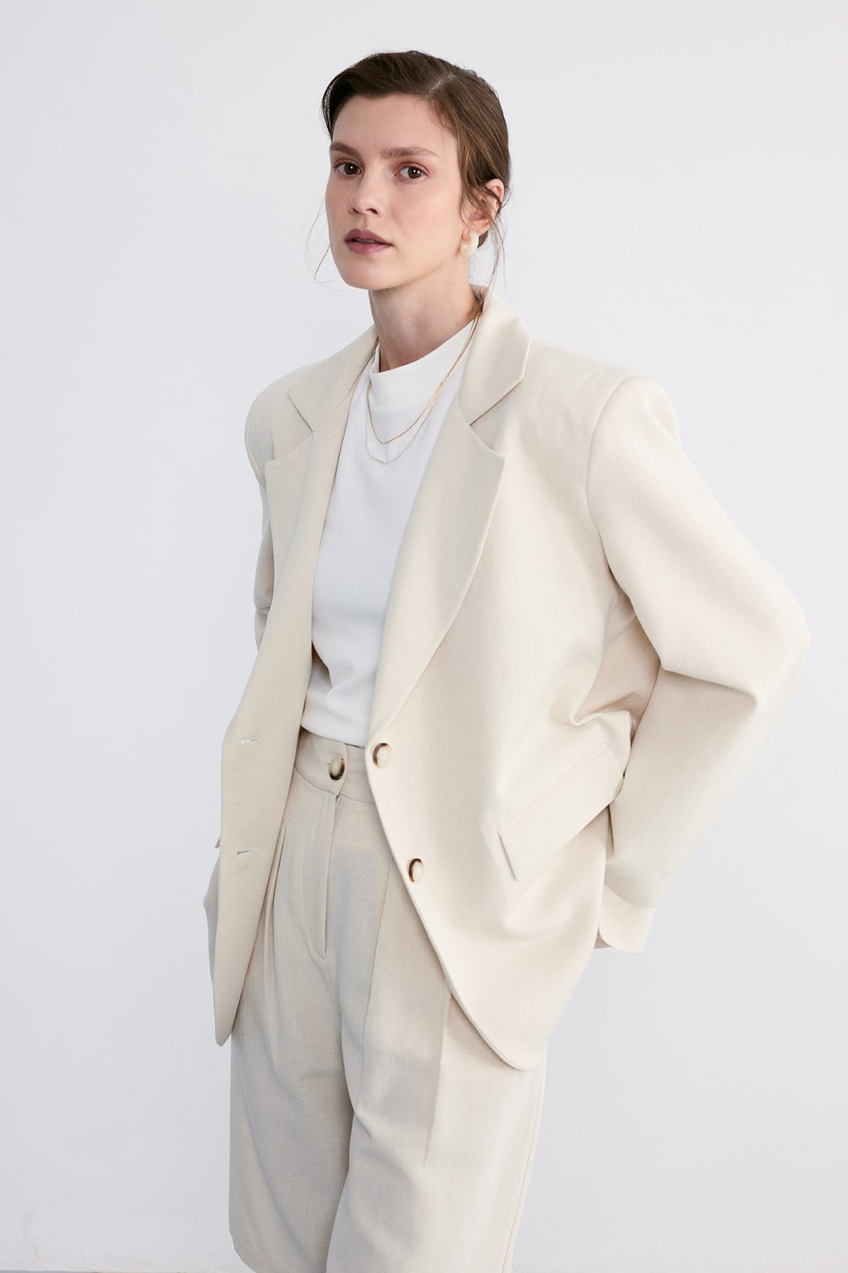 Maren Oversize Ceket Bej 2
