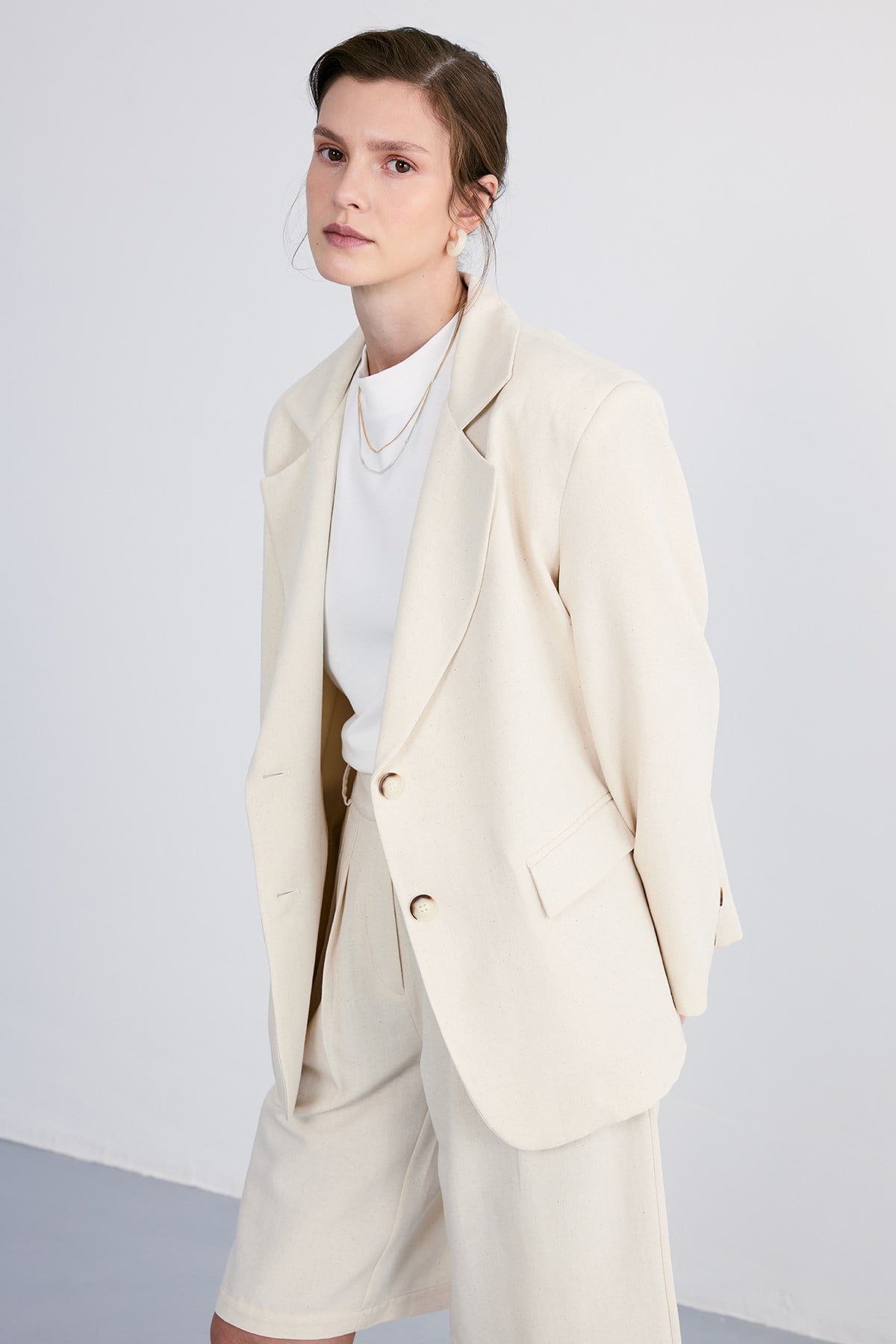 Maren Oversize Ceket Bej 4