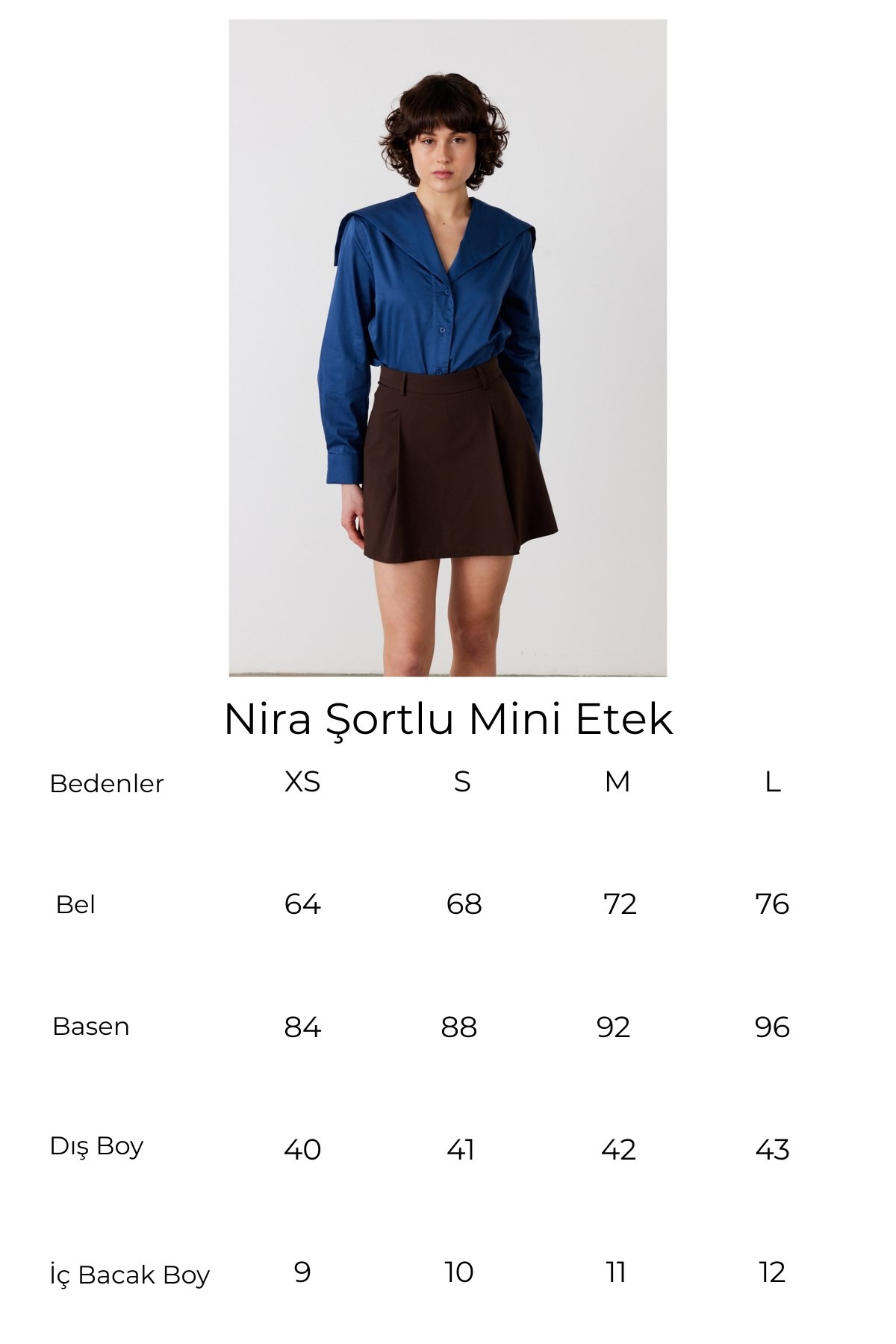 Nira Şortlu Mini Etek Acı Kahve 7