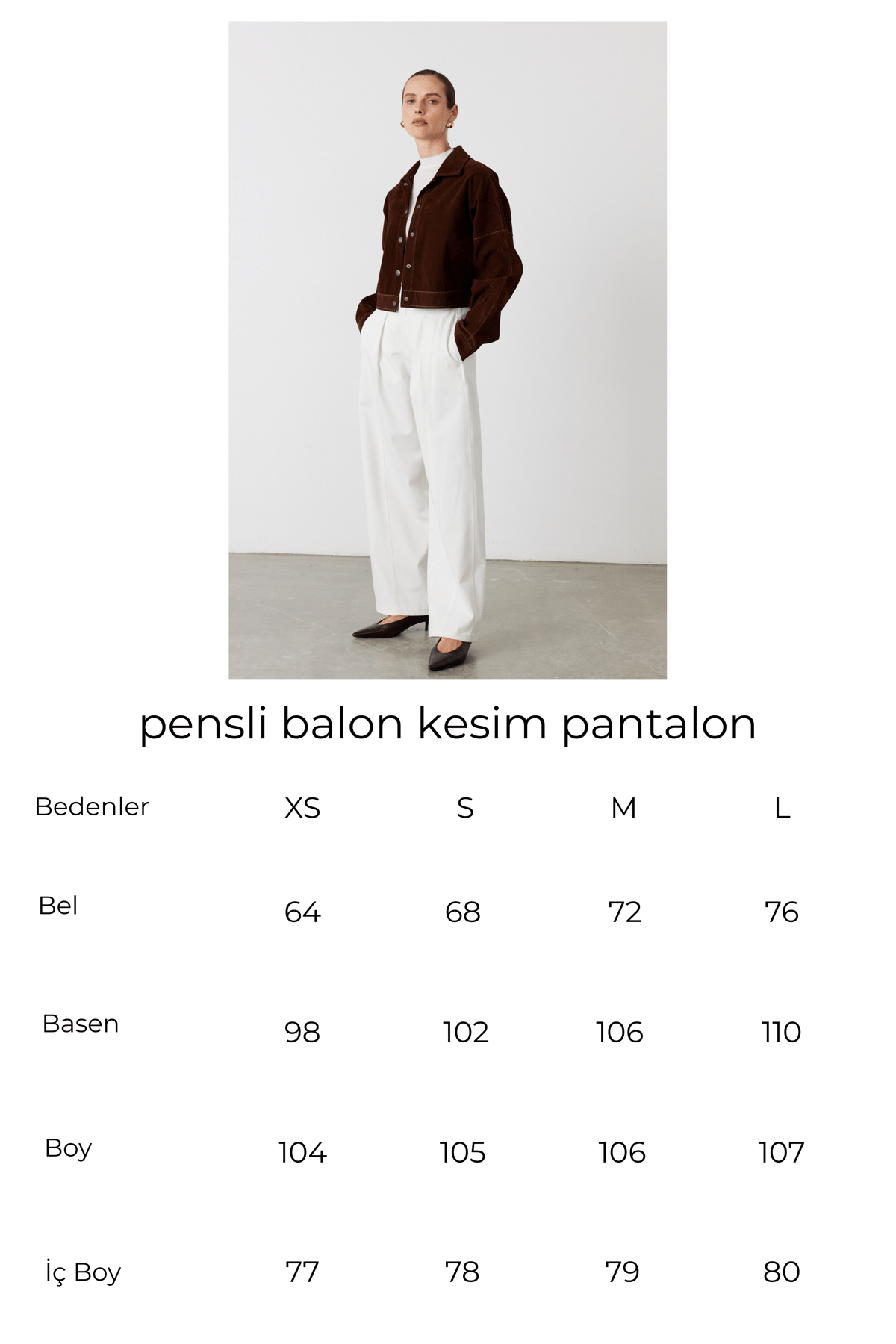 Pileli Balon Kesim Pantolon Ekru 6
