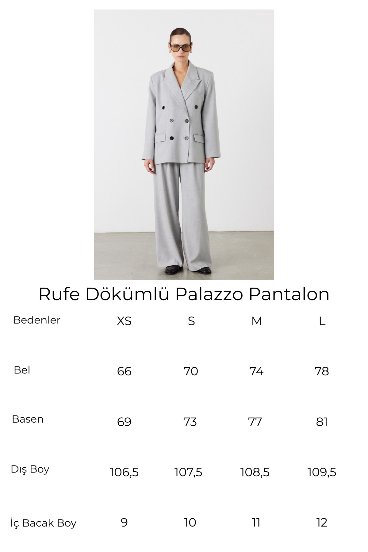 Rufe Dökümlü Palazzo Pantolon Vizon 7