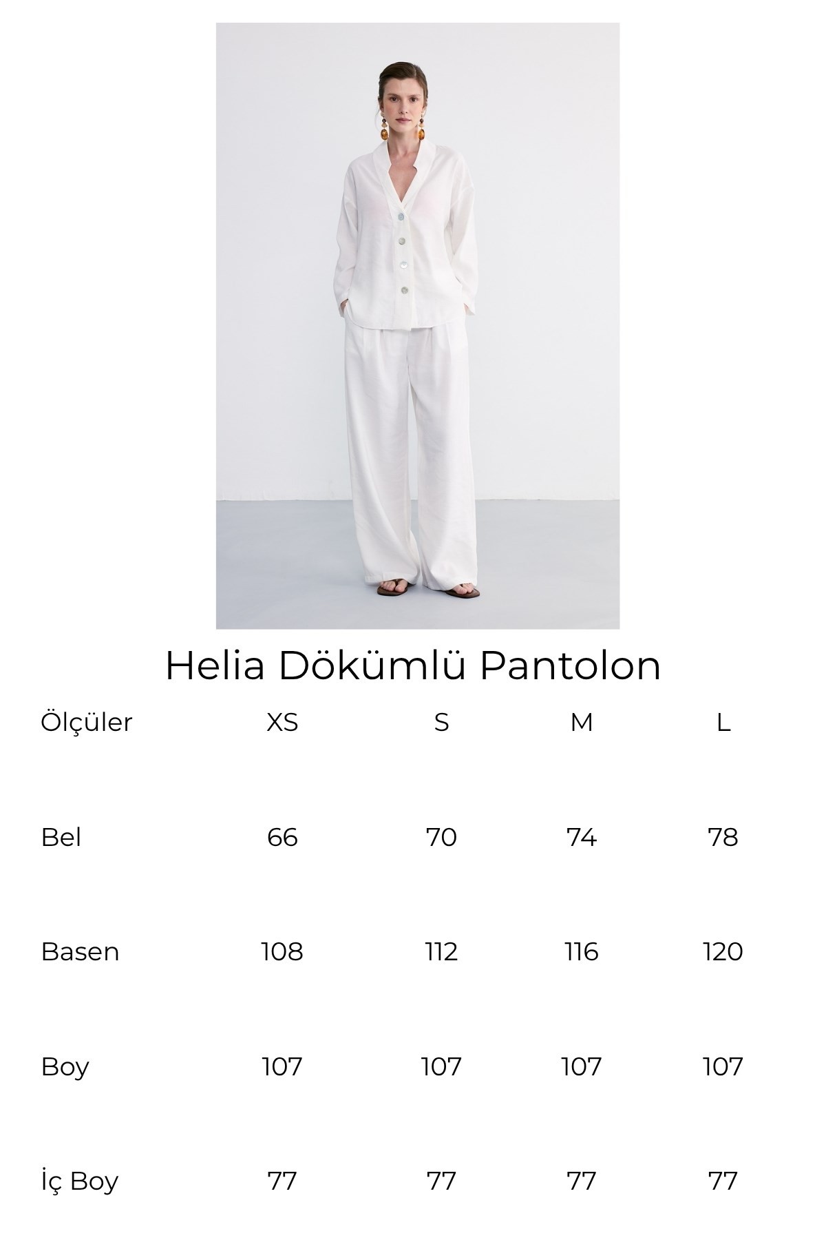 Helia Dökümlü Pantolon Ekru 7
