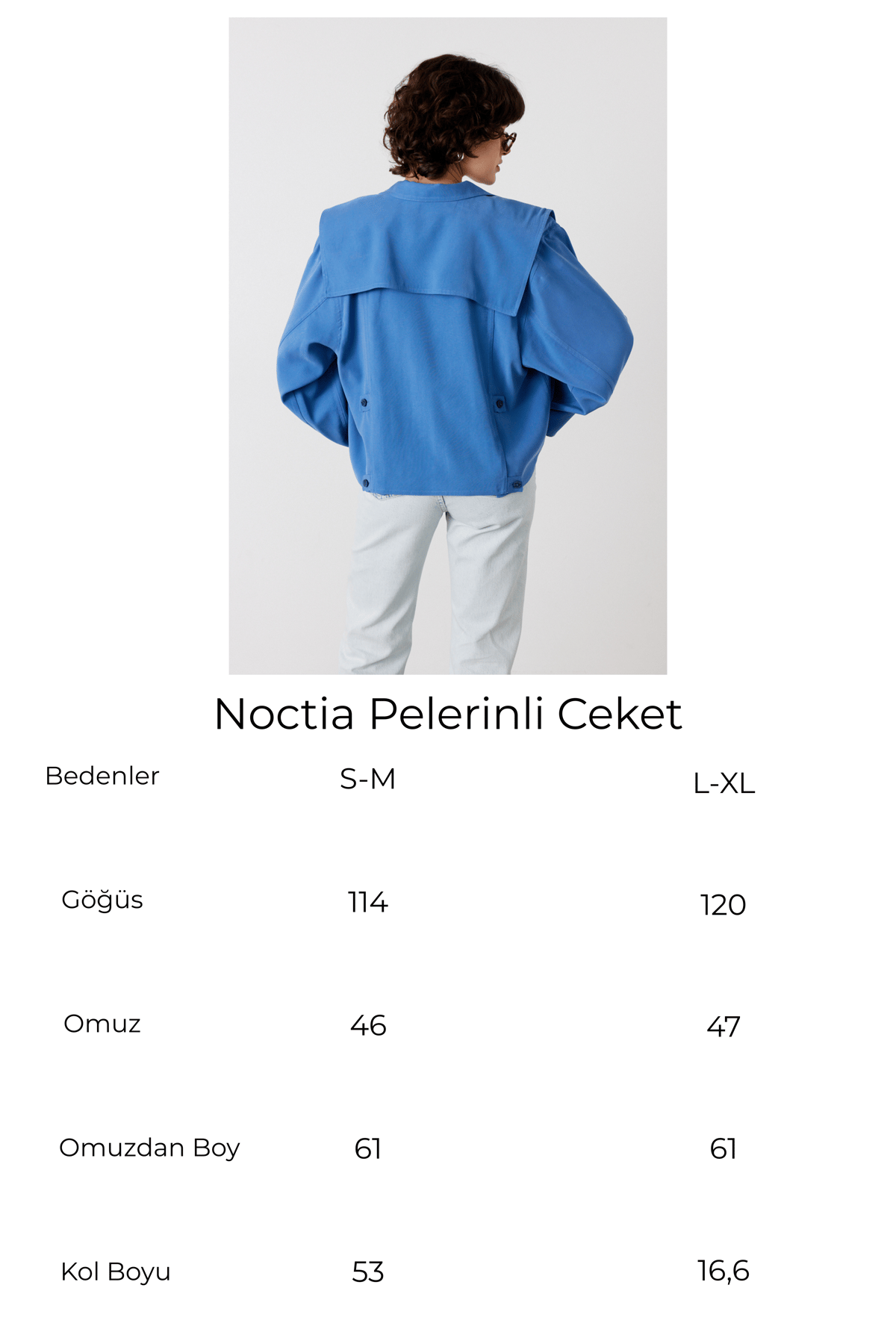 Noctia Pelerinli Ceket Mavi 6