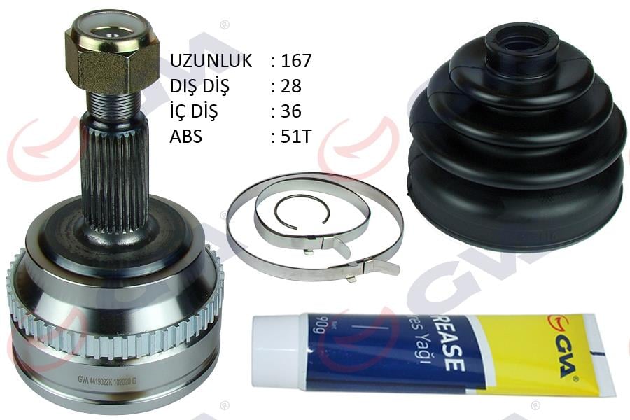GVAAks Kafası Dış Ön Master Iı 2.5 Dci 98-10 Abs Li 51Diş 28X36x65 167MmGVA 4419022K