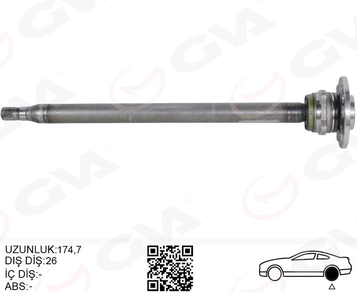 GVAAks Mılı Arka Sol Ince Kısa 840Mm Mercedes Sprınter B906 . Vw Crafter 30-35-50 Z:26-29 PoryalıGVA 4499152