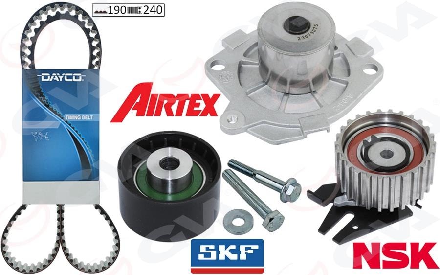 GVADevirdaimli Eksantrik Gergi Kiti 190X240 Bravo 96 Doblo 01 Marea 99-02 -Idea 04 1.9Jtd Ktb317 Teflonlu KayışGVA 59WPK2530DB