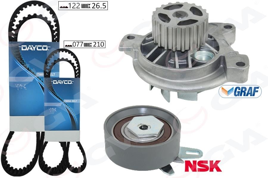 GVADevirdaimli Triger Seti 122X26.5 Transporter T4 2.4D 90-03 Aja K065323xs 2 Kayış 1 GergiGVA 59WPK7571