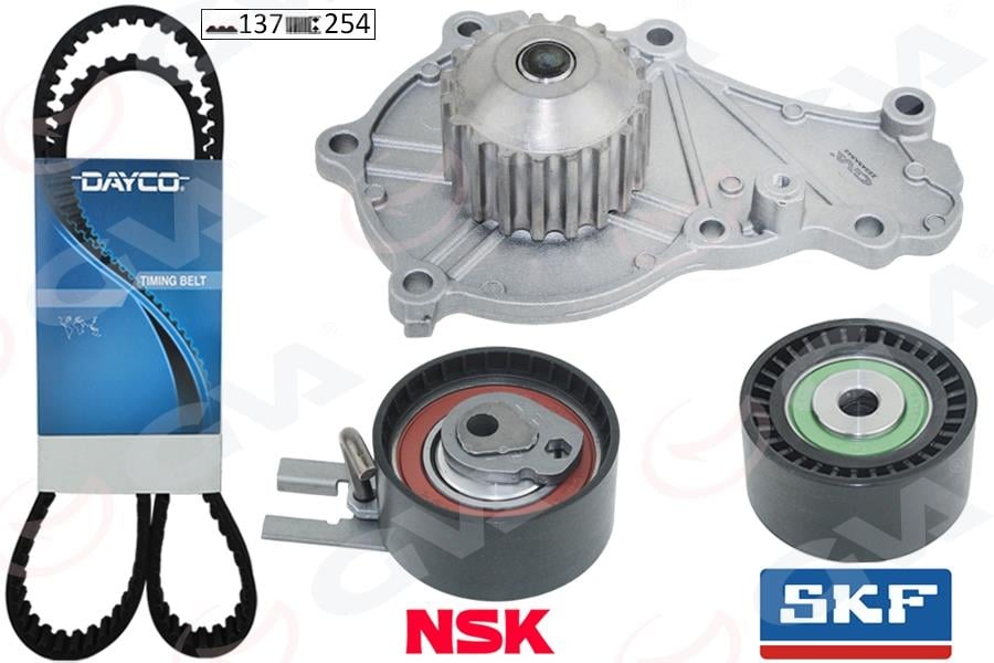 GVADevirdaimli Triger Seti 137X254 P206-P207-P307-P308-P407-P3008-Expert-Partner-Berlıngo-Jumpy-C2-C3 -C4-C5-Xsara-Focus Iı-Fıesta V-Vı Volvo S40-C30-V50-Fıat Scudo Euro4 1.6 Hdı-TdciGVA 59WPK4315