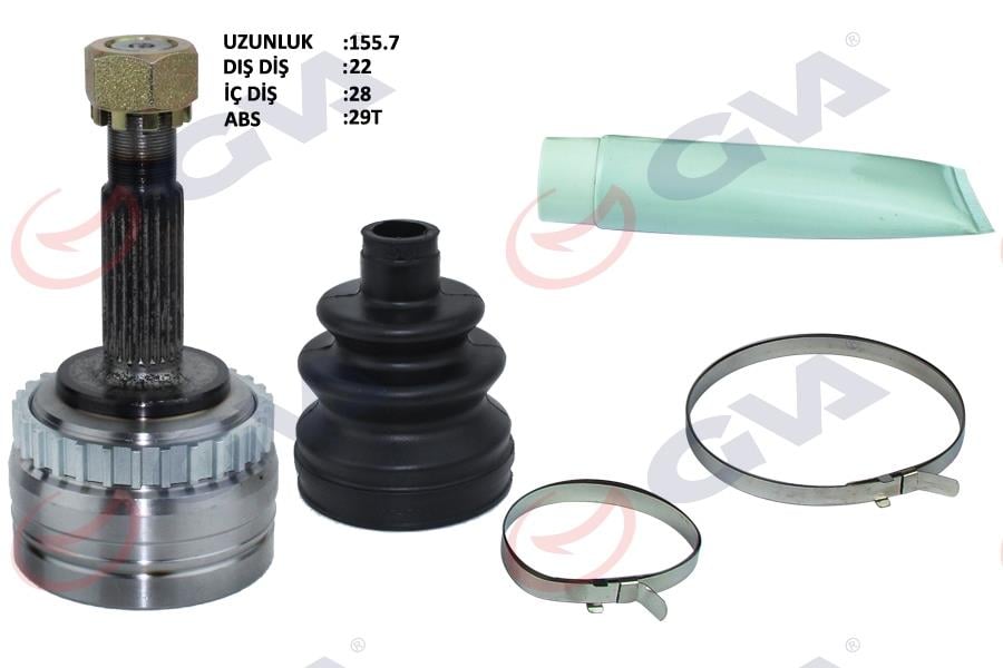 GVADış Aks Kafası Corsa B-C 94 06 Combo B-C 94 11 Tıgra B 04 10 Merıva A 04 10 Abs Li 29 Diş 22X28x52 155MmGVA 4490010K