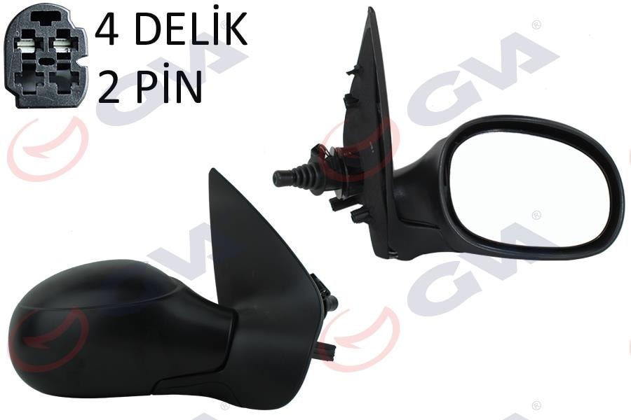 GVADış Dikiz Aynası Sağ 206 98 Mekanik Isıtmalı Sensörlü Konveks 2 Fiş Vm-206HsrGVA 1043202