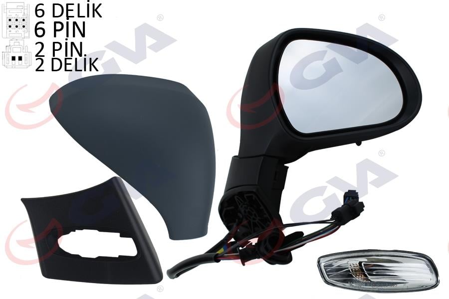 GVADış Dikiz Aynası Sağ 308 07 Elektrikli Isıtmalı Sinyalli Astarlı Konvenks Vm-6308EhplGVA 1043350