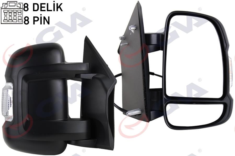 GVADış Dikiz Aynası Sağ Ducato-Boxer-Jumper 06 Elektrikli Isıtmalı Sinyalli Kısa Kol Konveks 8 Fiş Çift CamGVA 1027150